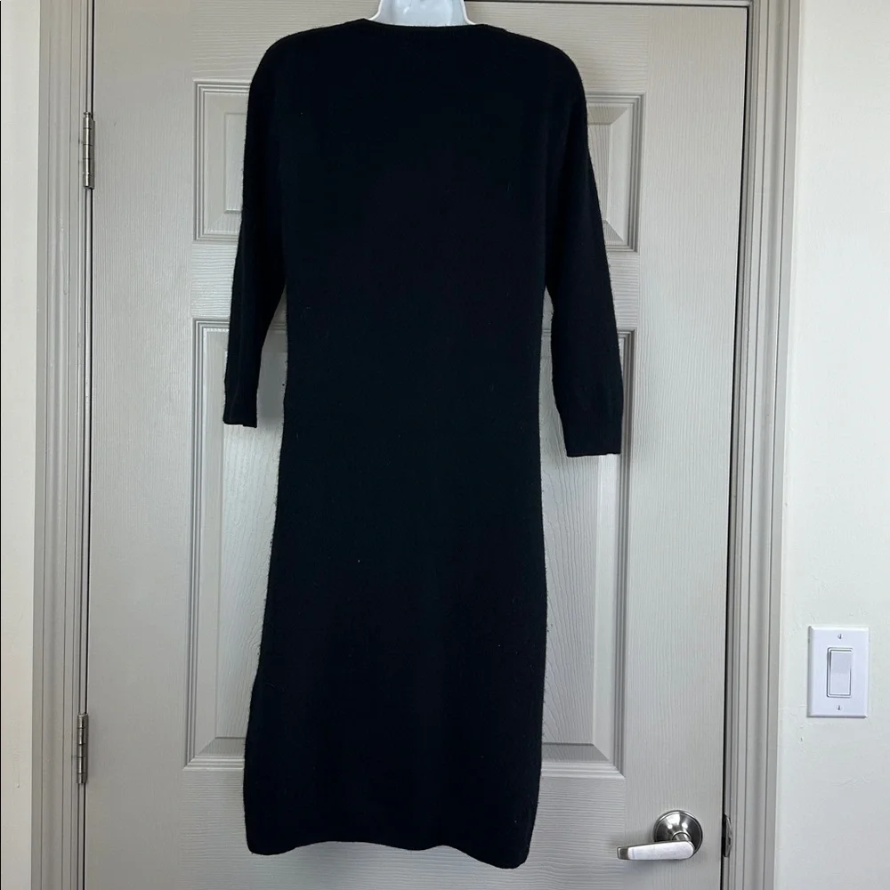 Lacoste Women's Cashmere Dress Round Neck Patch Pockets 3/4 Sleeves Size M